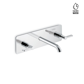 External part 3-hole wall-mounted wash basin group, single cover plate, without pop-up waste set.