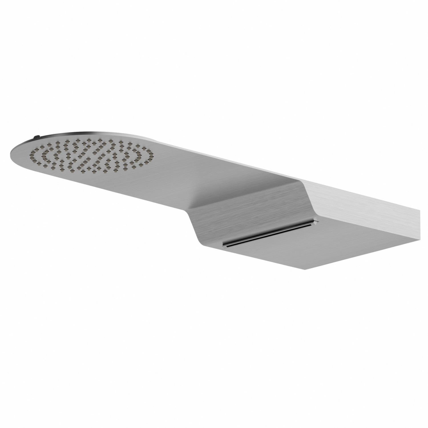 Steel wall-mounted round head shower with raining jet and waterfall jet - finish Stainless Steel