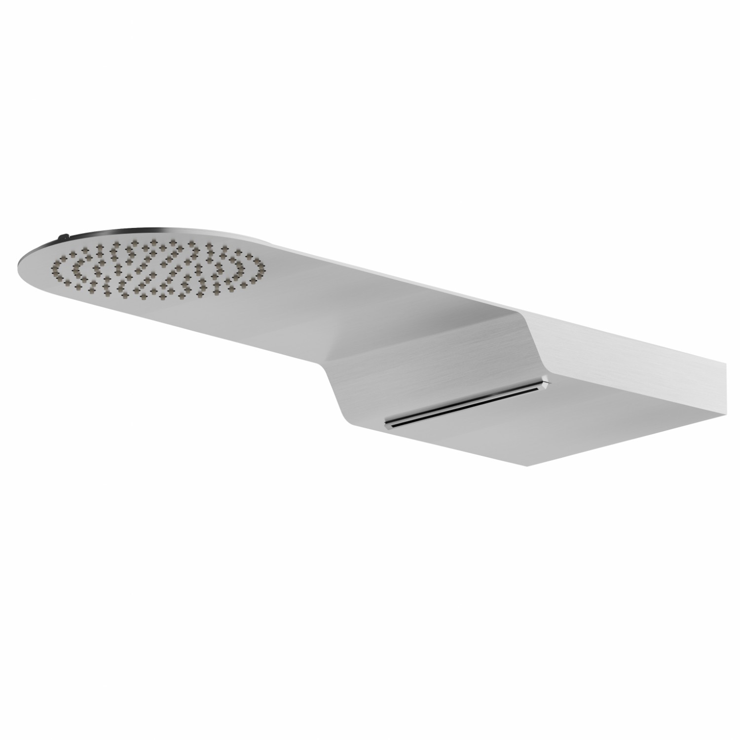 Steel wall-mounted round head shower with raining jet and waterfall jet - finish PVD Brushed steel