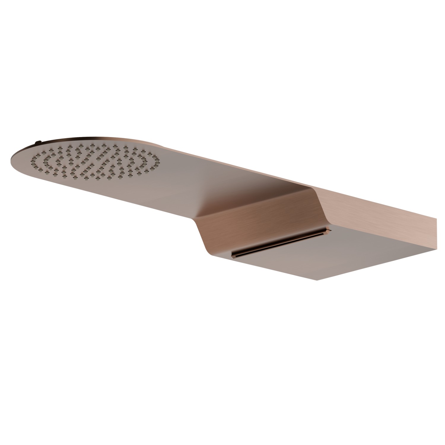 Soffione doccia tondo a parete in acciaio con getto a pioggia e getto a cascata. - finitura PVD Brushed Copper Bronze