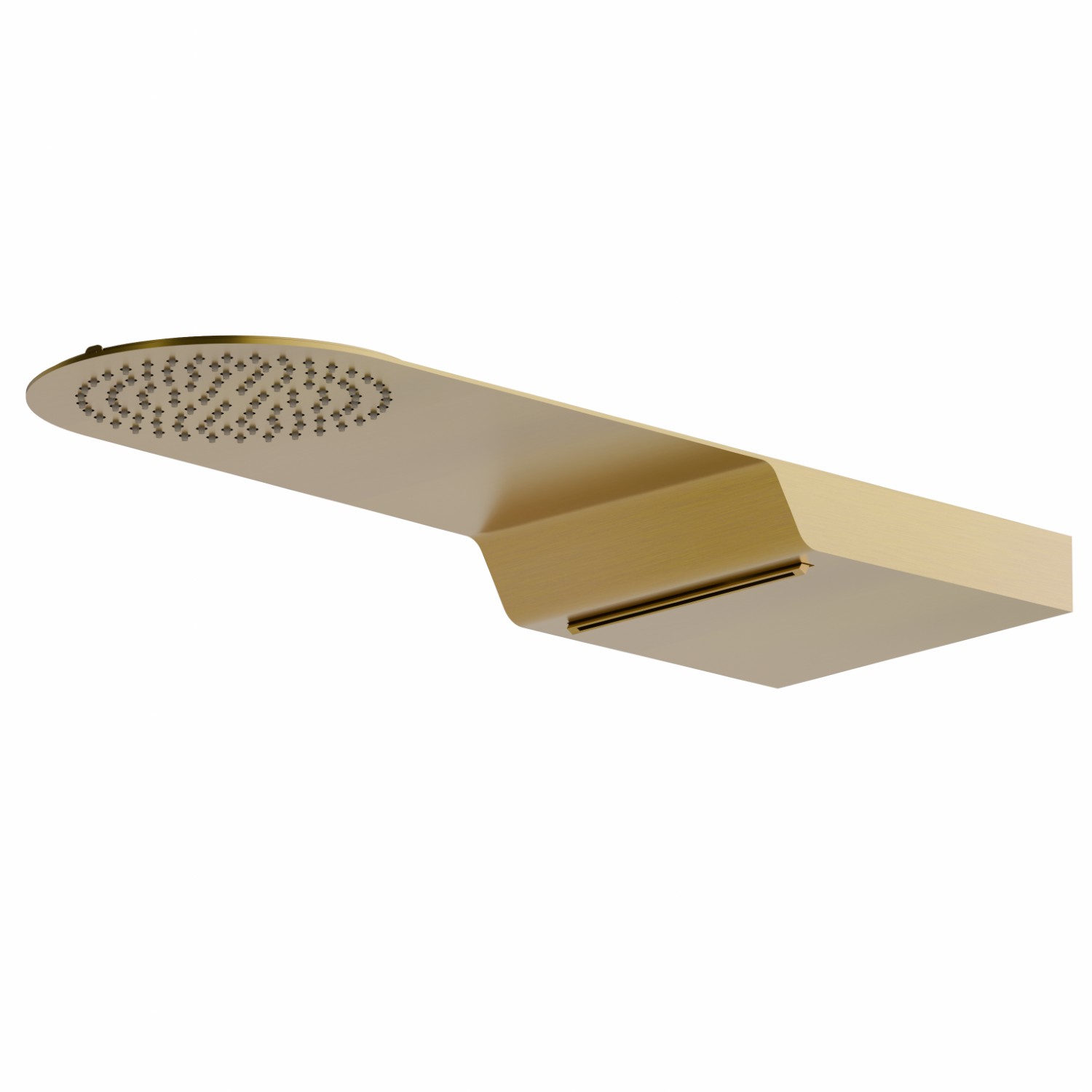 Ciel de pluie rond mural en acier avec jet de pluie et cascade - finition PVD Brushed Gold