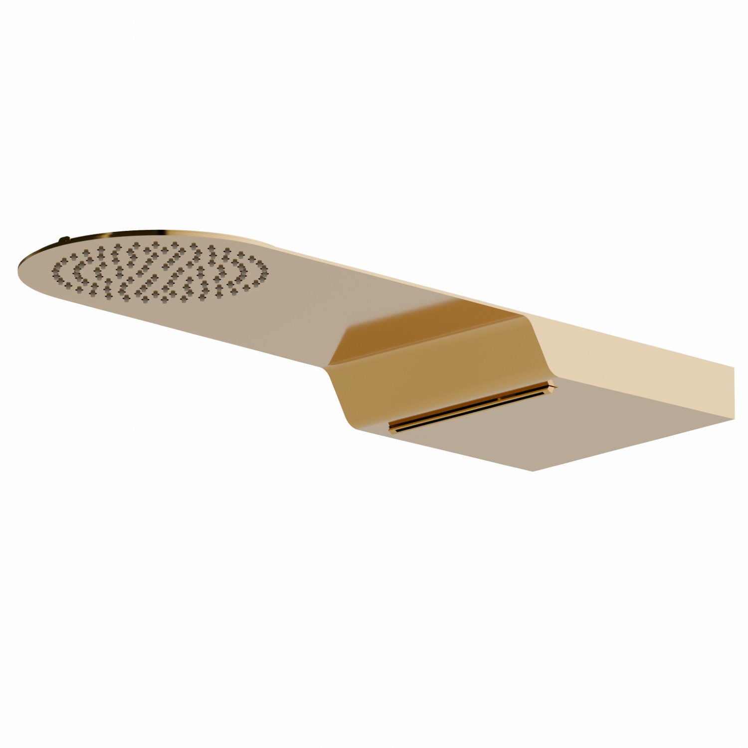 Steel wall-mounted round head shower with raining jet and waterfall jet - finish PVD Glossy Gold