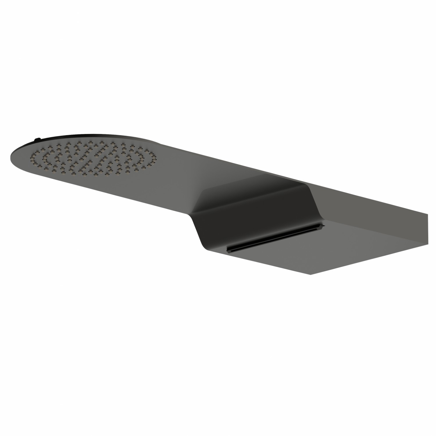 Steel wall-mounted round head shower with raining jet and waterfall jet - finish Carbon Satin