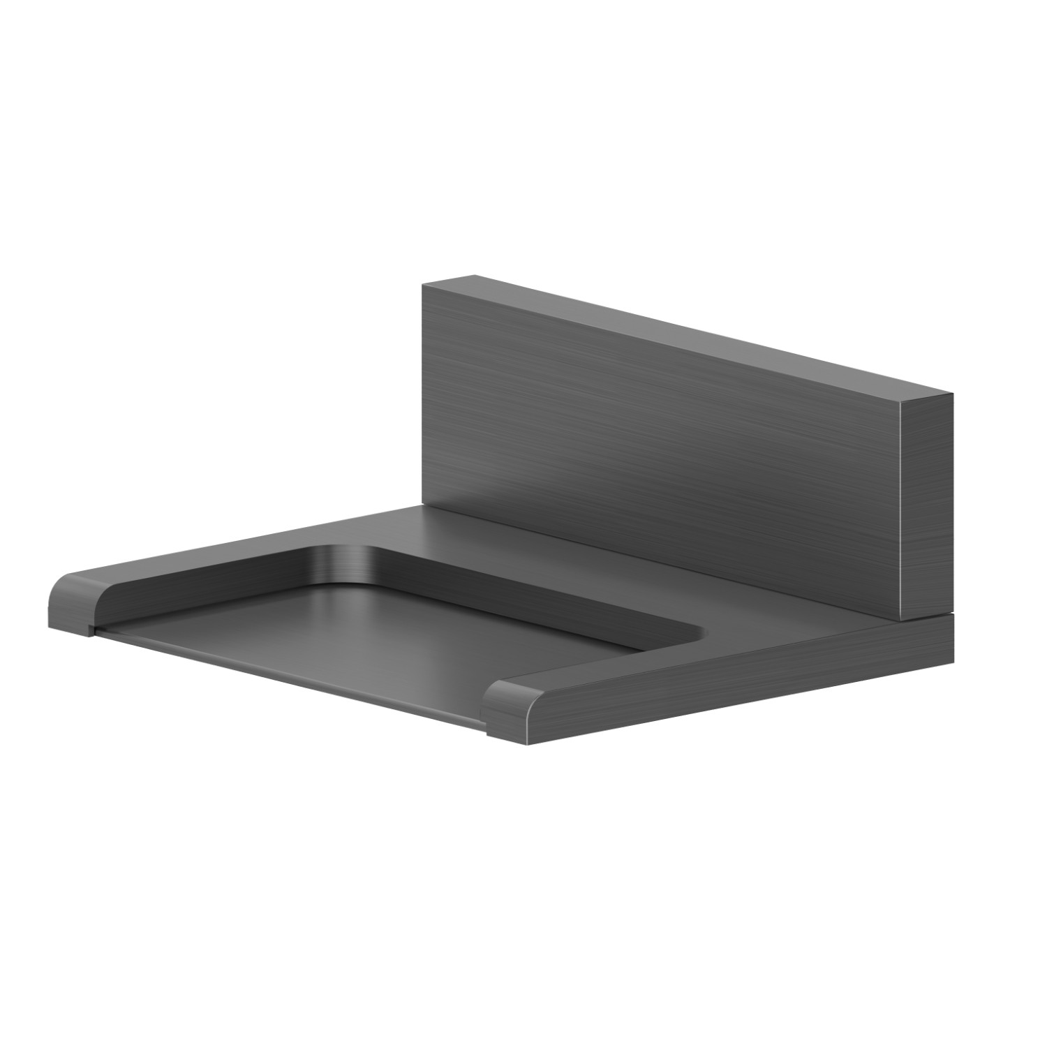 Bocca a parete in ottone con getto a cascata, versione aperta. - finitura PVD Brushed Gun Metal