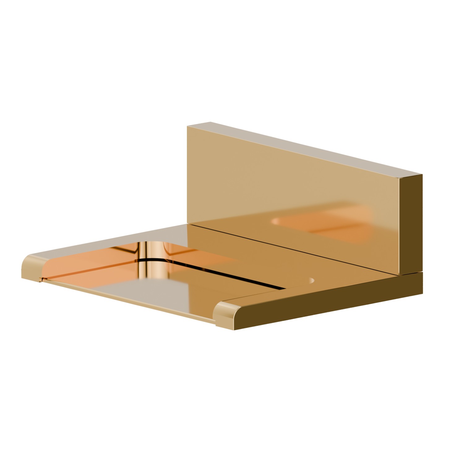 Bec mural en laiton avec jet à cascade, version ouverte - finition PVD Glossy Gold