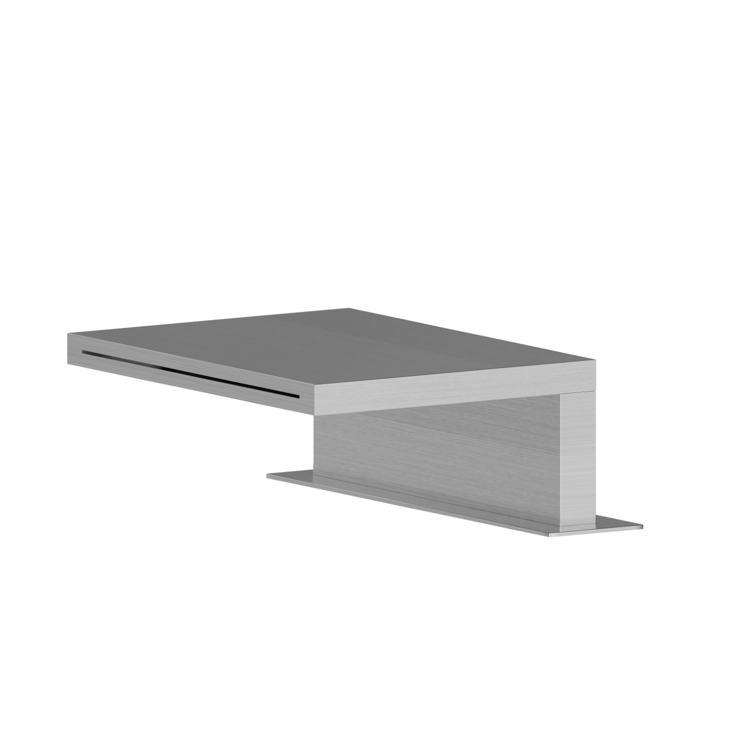 Brass deck-mounted waterfall spout - finish PVD Brushed steel