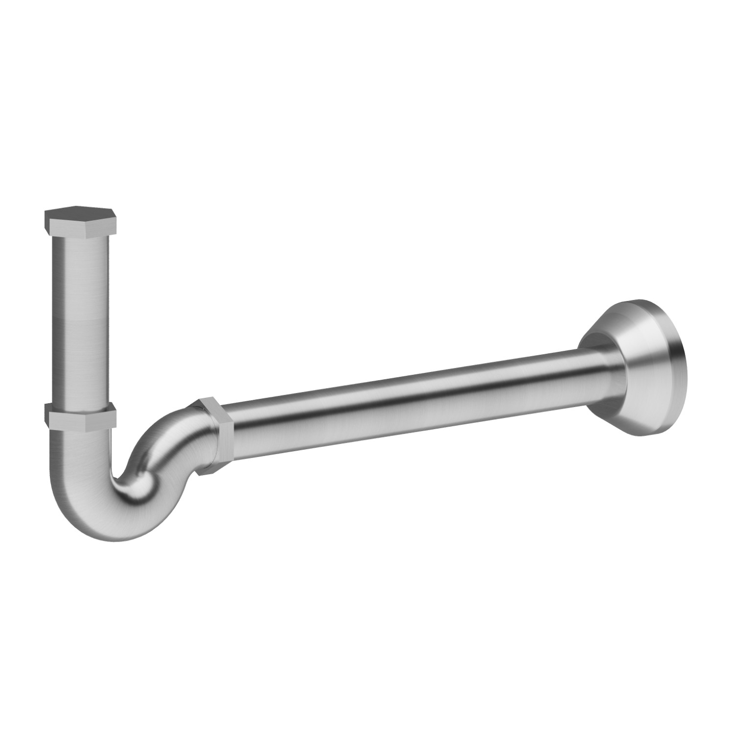 Sifone per lavabo, ispezione posteriore, senza piletta - finitura PVD Acciaio Spazzolato