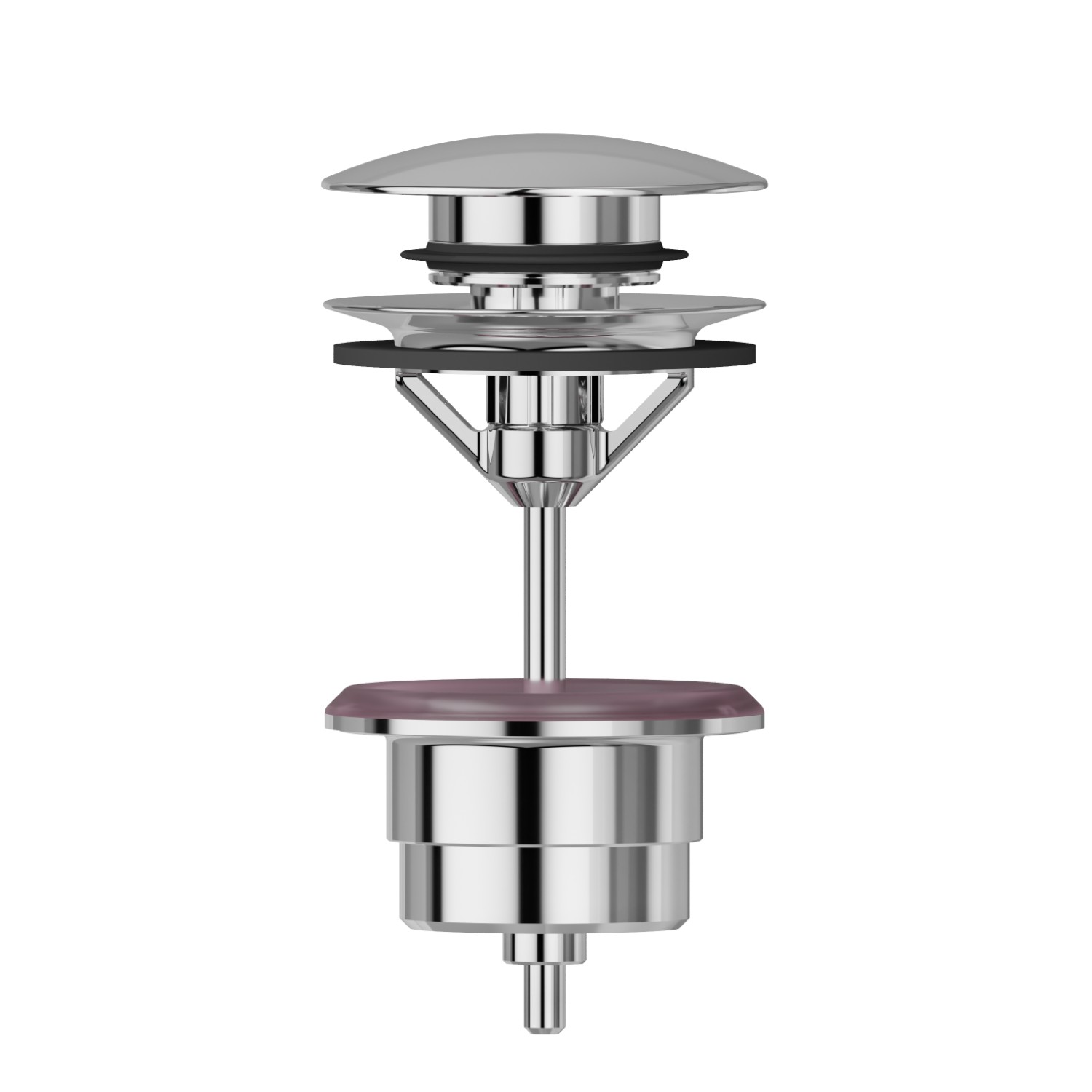 1”1/4 press-button and overflow drain - finish Chrome