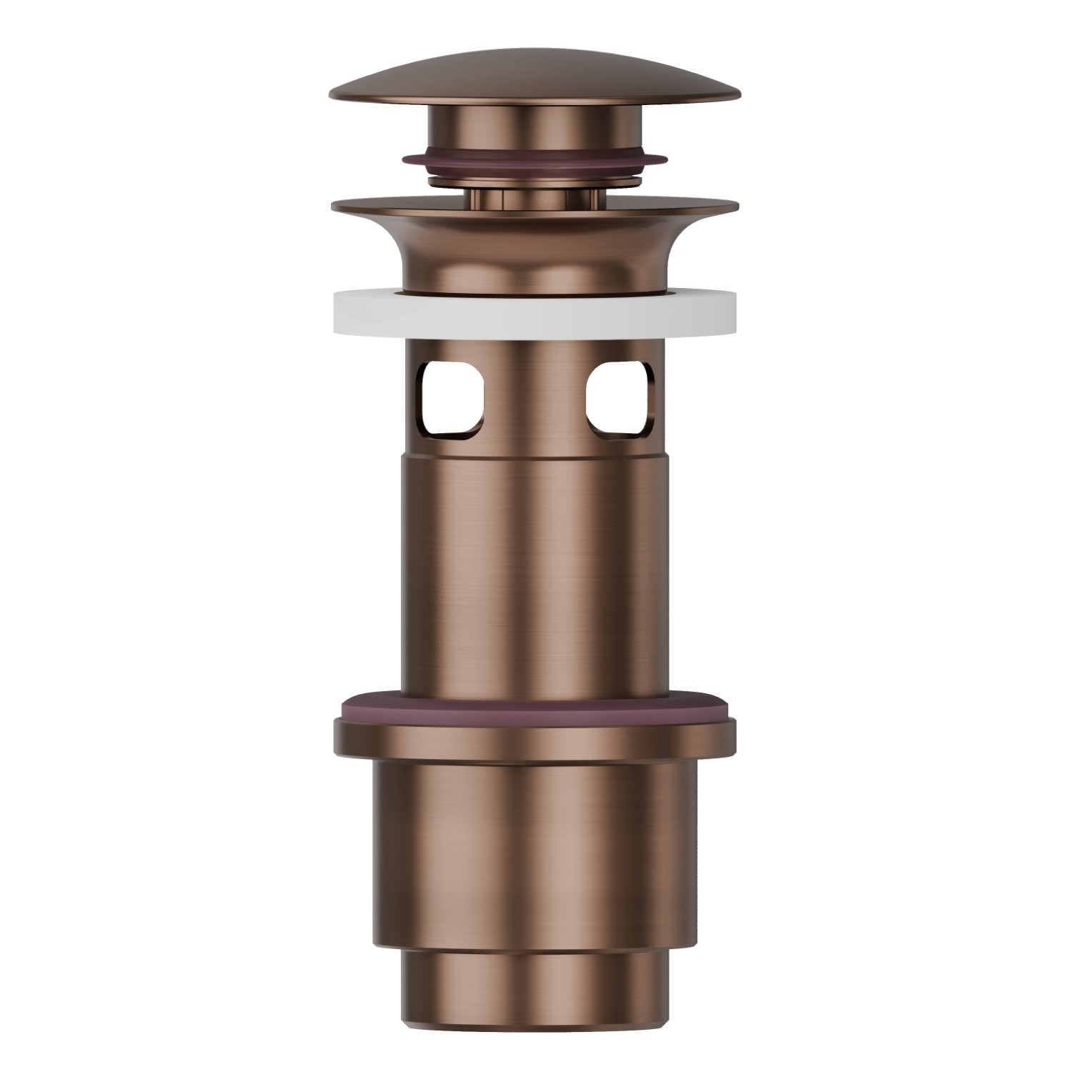 Piletta da 1”1/4 con scarico a pulsante e troppopieno - finitura PVD Brushed Copper Bronze