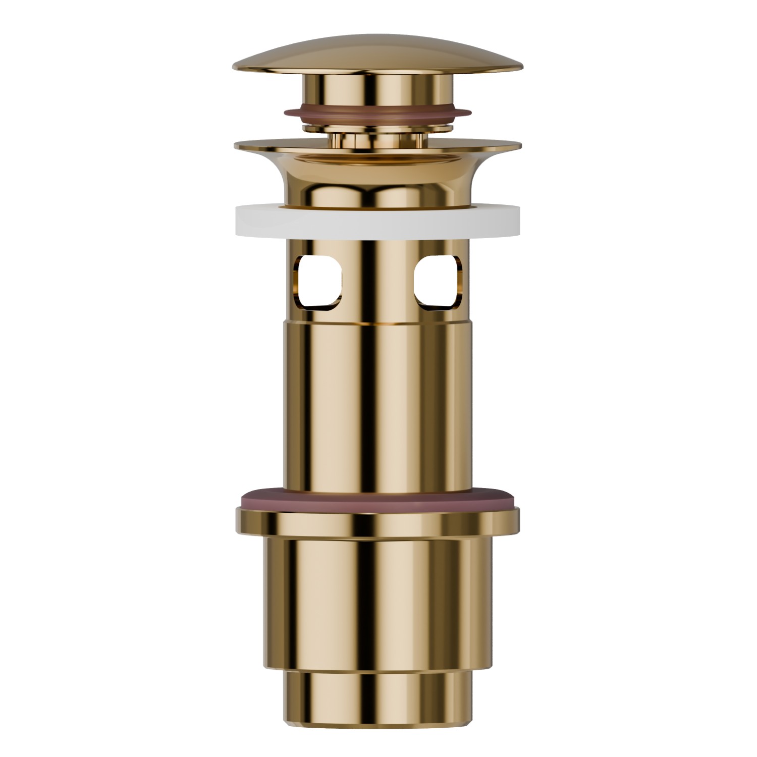Piletta da 1”1/4 con scarico a pulsante e troppopieno - finitura PVD Glossy Gold