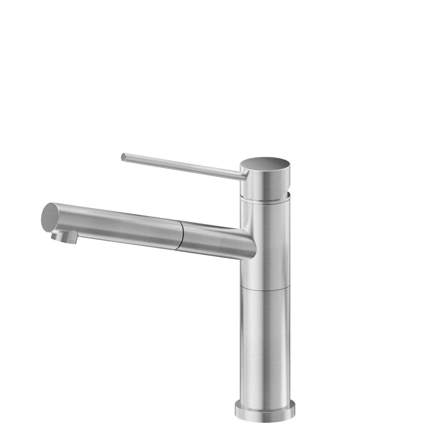 Single-lever sink mixer with swivel spout and pull-out hand shower - finish PVD Brushed steel