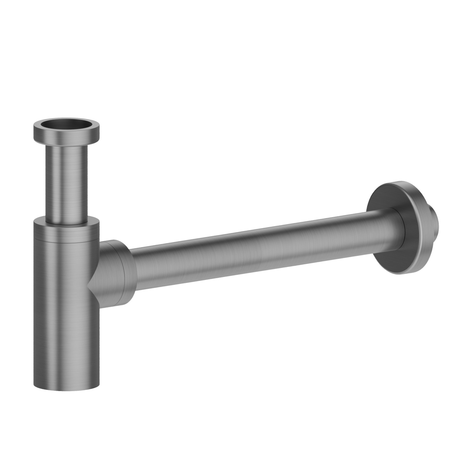 Inspektionssiphon aus Edelstahl für Waschbecken. Höhenverstellbar,
Schnell-kupplungsmuffe - oberfläche PVD  Gun Metal gebürstet