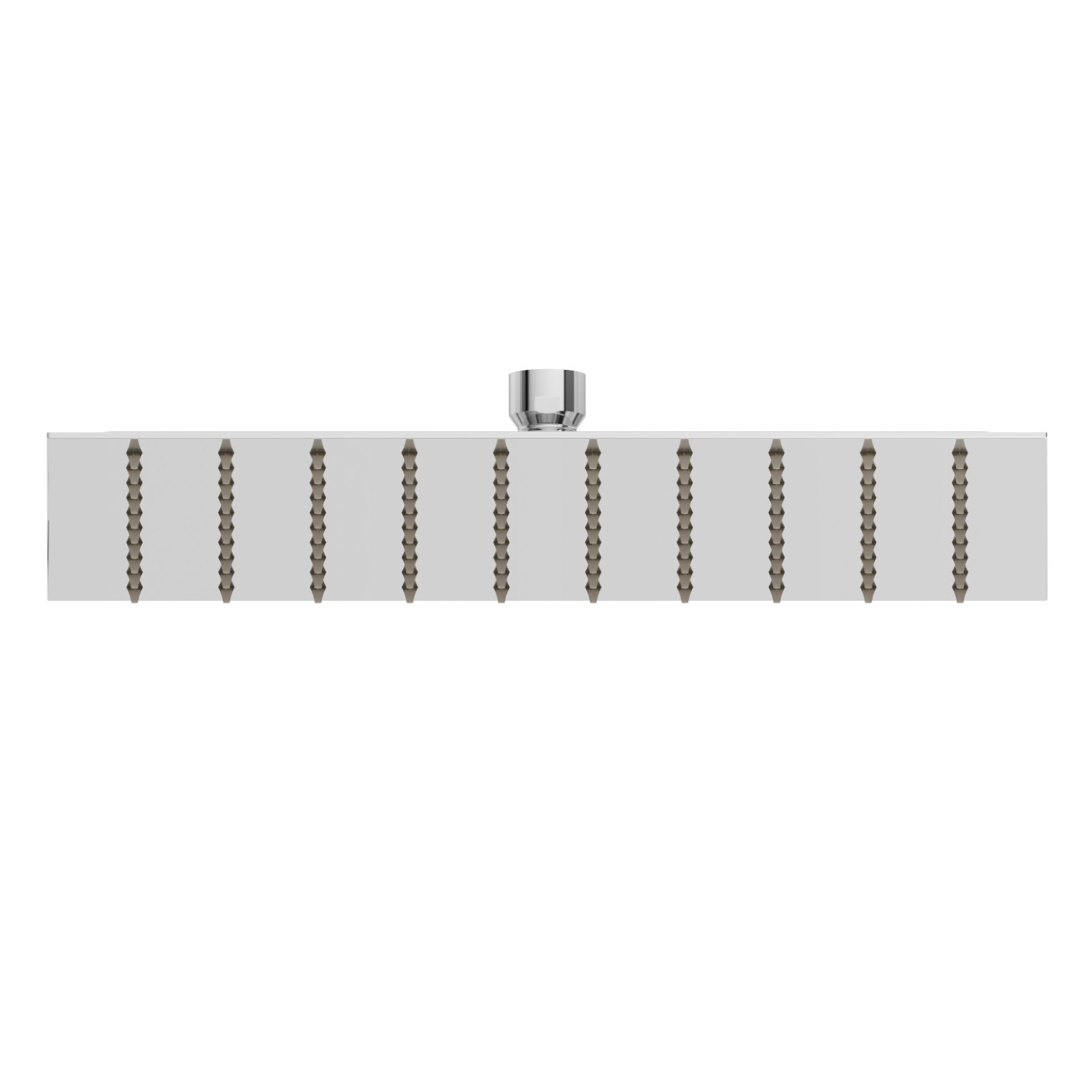 Soffione in acciaio, getto a pioggia.
H. 2 mm. 300x300 mm. - finitura Cromo