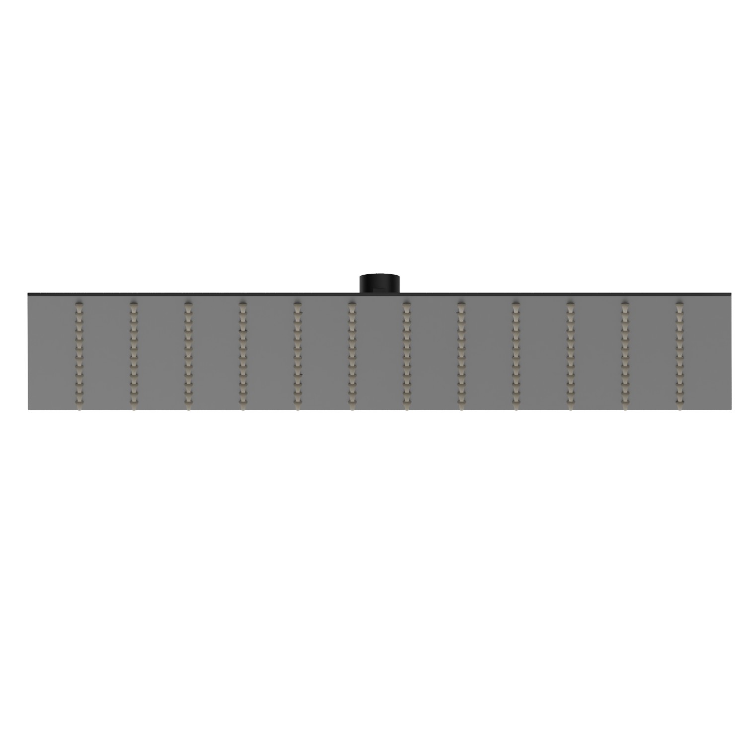 Soffione in acciaio, getto a pioggia.
H. 2 mm. 400x400 mm. - finitura Nero opaco