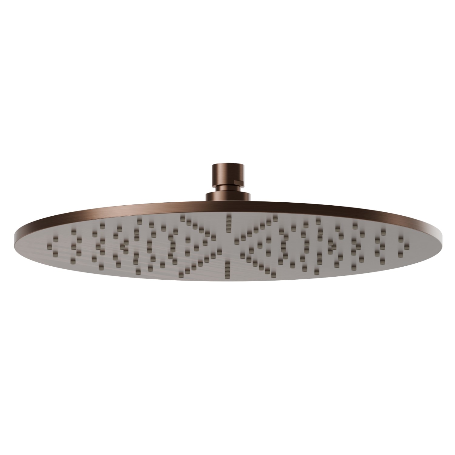 Checkable, round head shower, with raining jet.
H. 8 mm. ø 300 mm - finish PVD Brushed Copper Bronze
