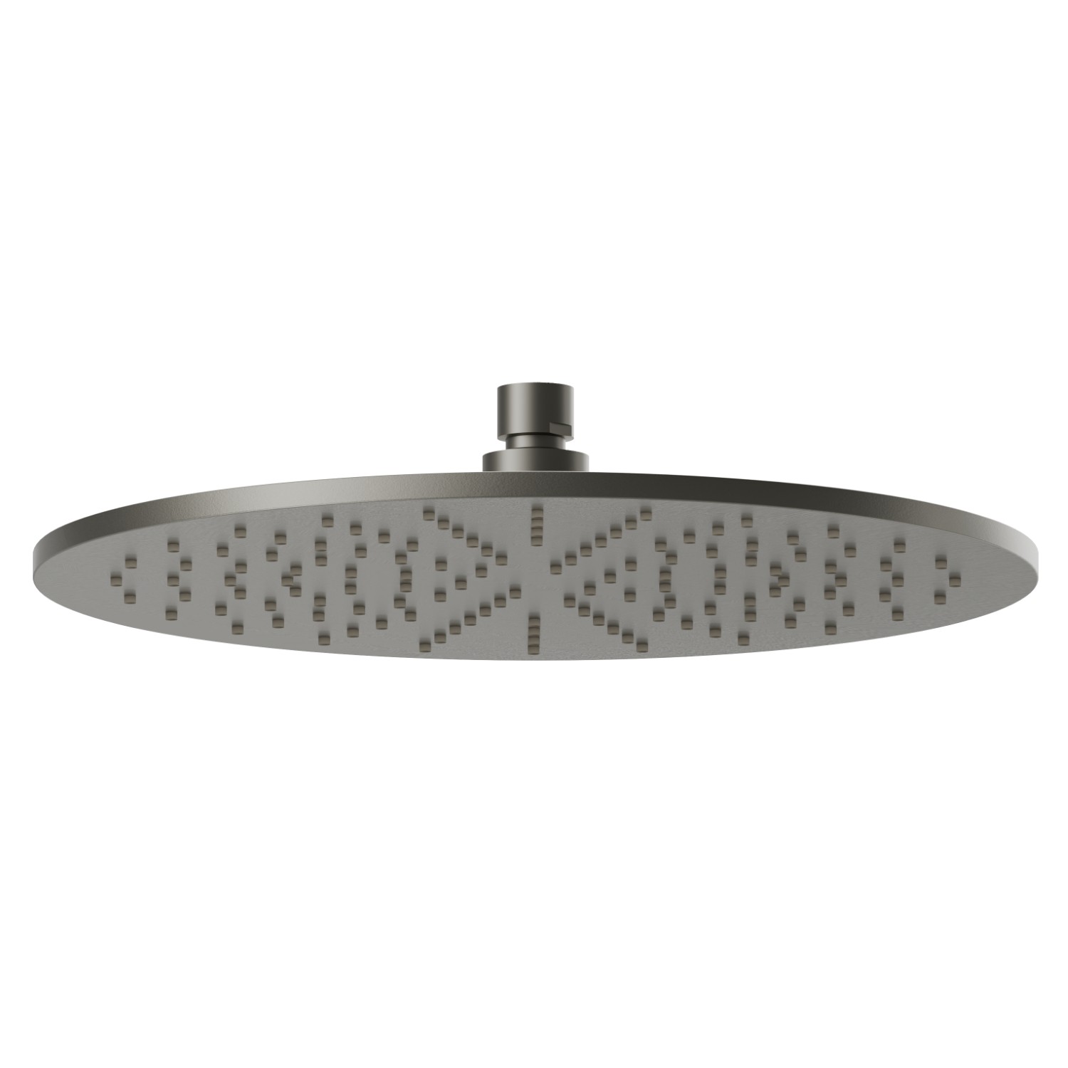Checkable, round head shower, with raining jet.
H. 8 mm. ø 300 mm - finish Titanium Satin
