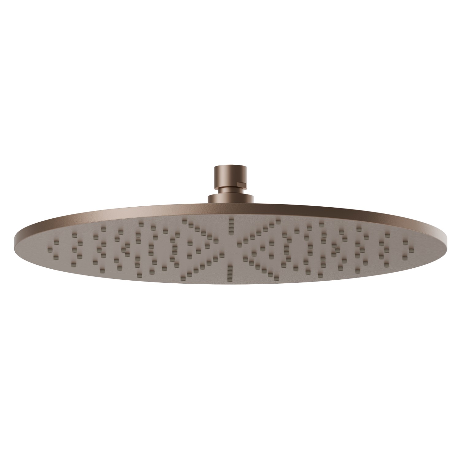 Checkable, round head shower, with raining jet.
H. 8 mm. ø 300 mm - finish Copper Satin