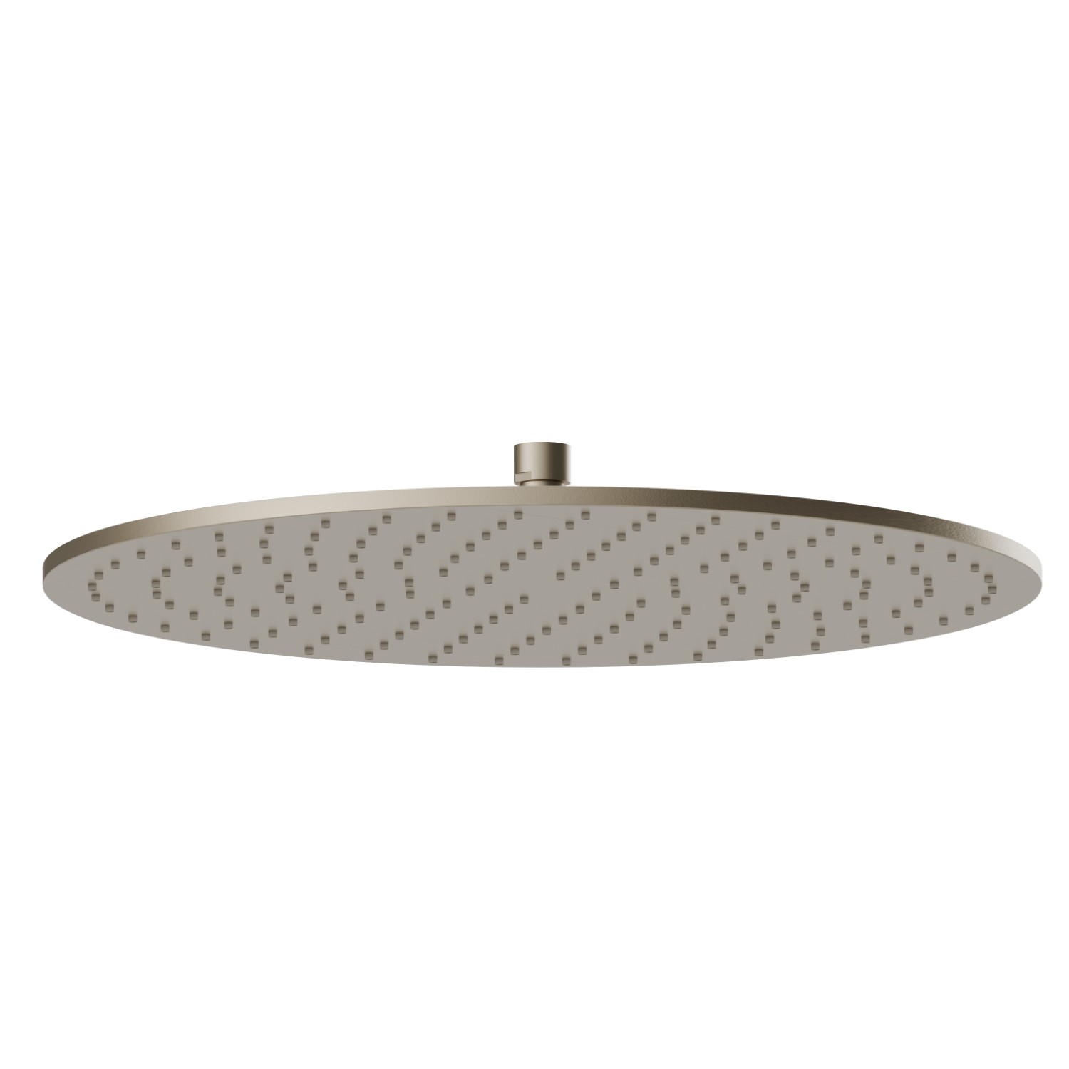 Soffione ispezionabile tondo, con getto a pioggia.
H. 8 mm. ø 400 mm. - finitura Gold Satin