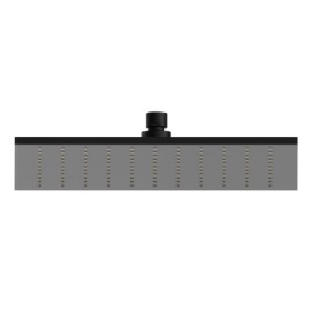 Square head shower with raining jet.
H. 8 mm. 300x300 mm - finish Matt Black