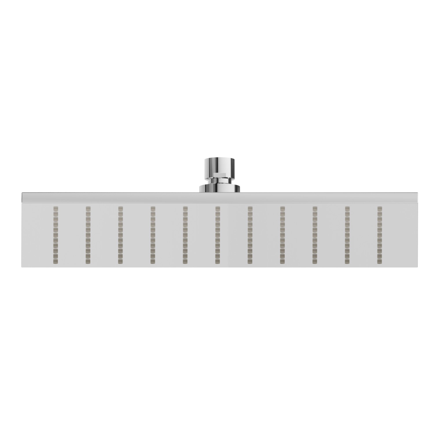 Soffione quadro con getto a pioggia.
H. 8 mm. 300x300 mm. - finitura Cromo