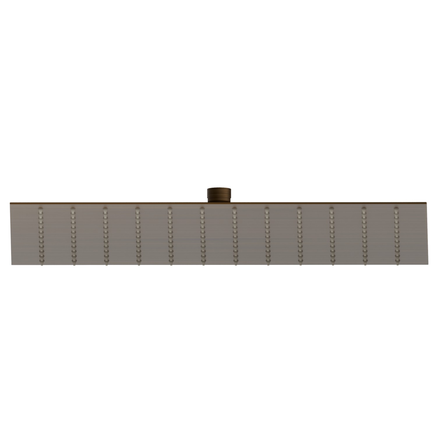 Soffione quadro con getto a pioggia.
H. 8 mm. 300x300 mm. - finitura Groove Bronze