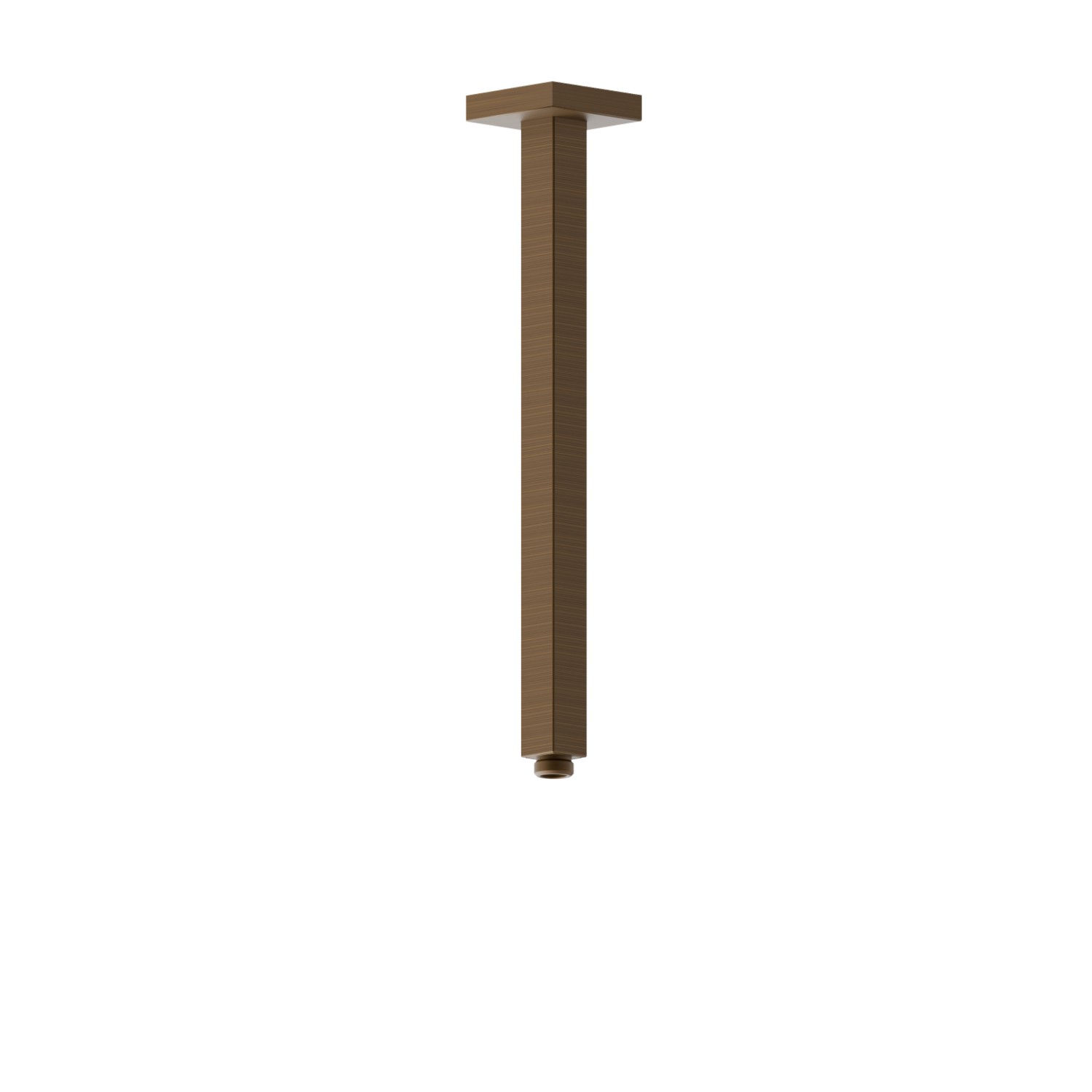 Braccio soffione a soffitto, quadro, in ottone.
L=350 mm. - finitura Groove Bronze