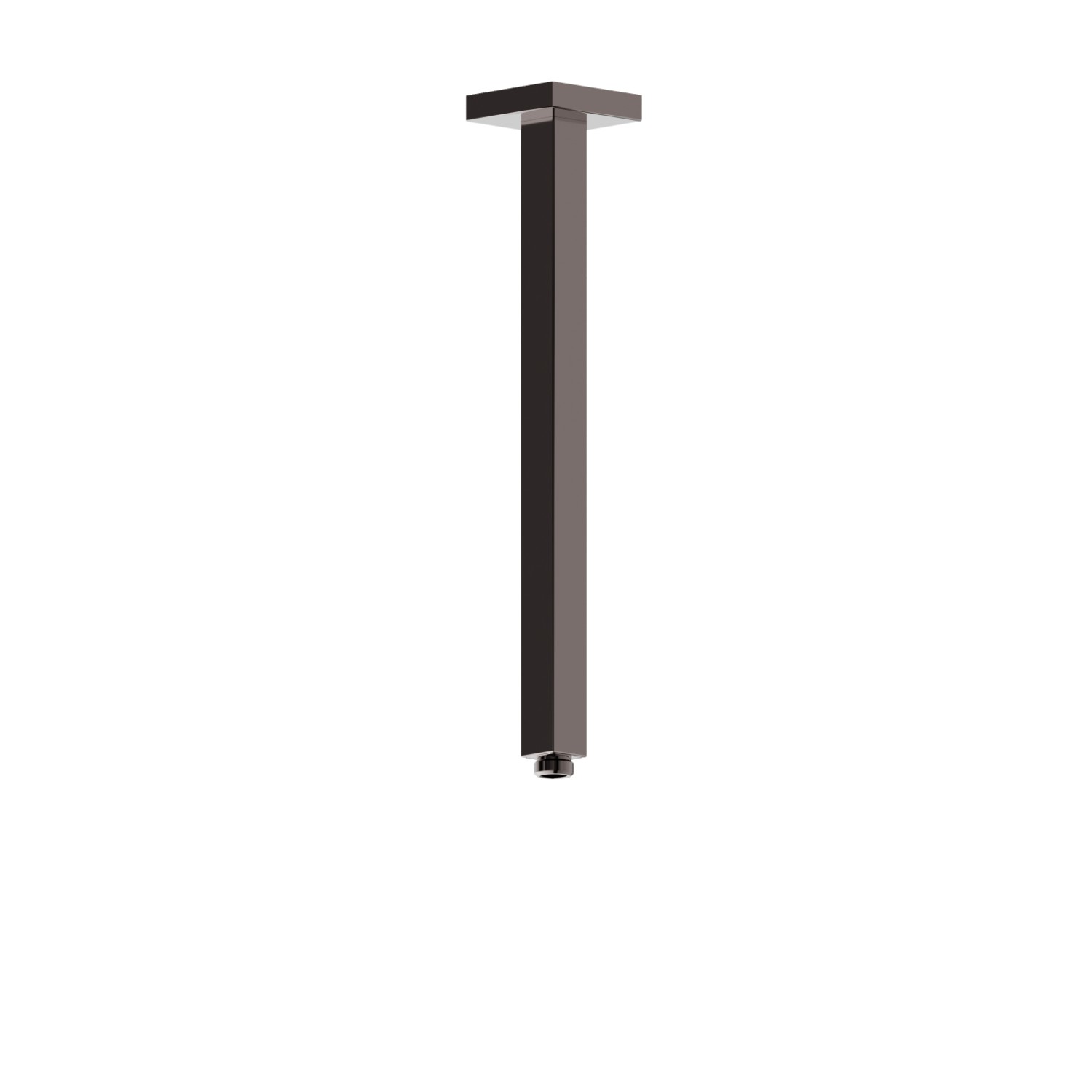 Braccio soffione a soffitto, quadro, in ottone.
L=350 mm. - finitura PVD Gun Metal