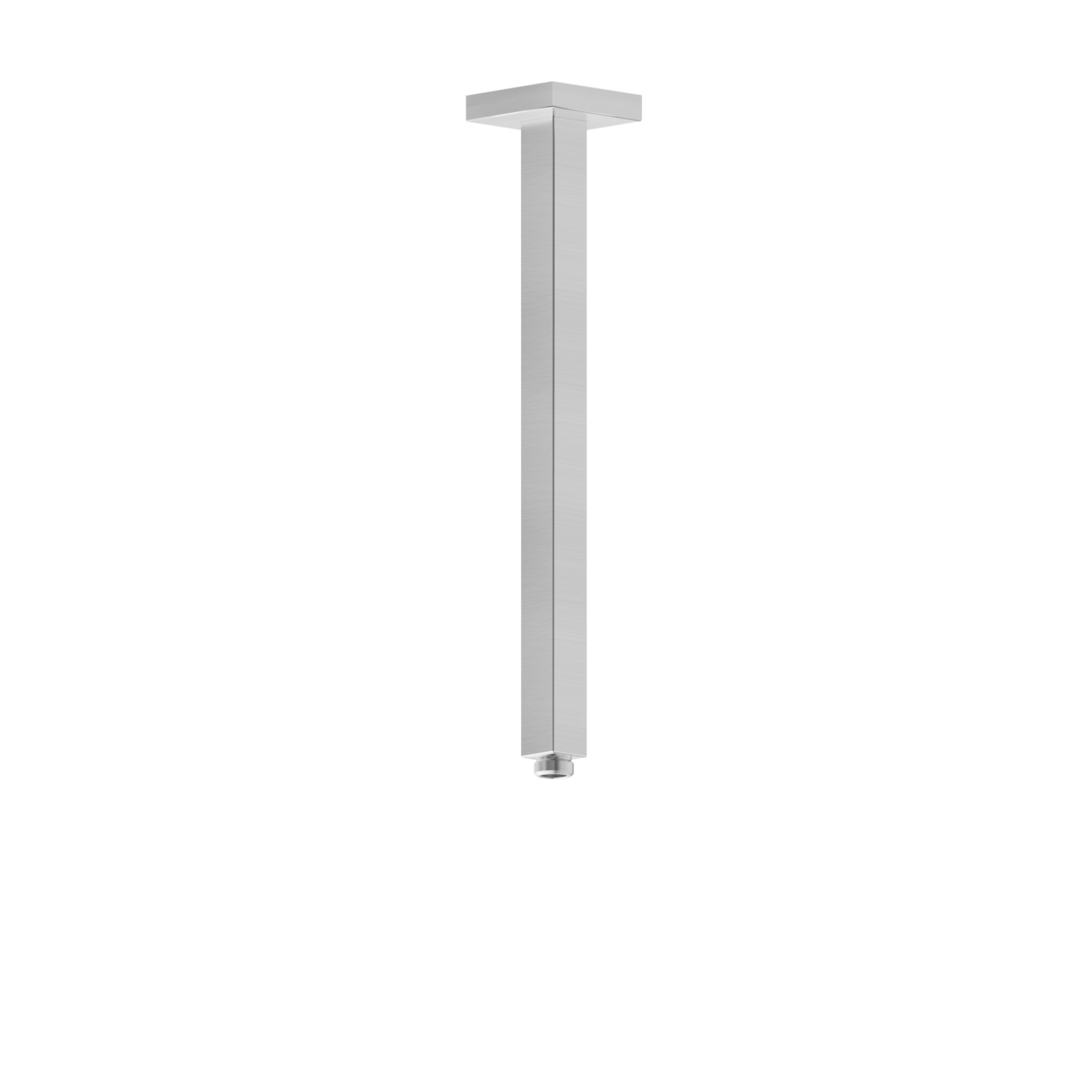 Braccio soffione a soffitto, quadro, in ottone.
L=350 mm. - finitura PVD Acciaio Spazzolato