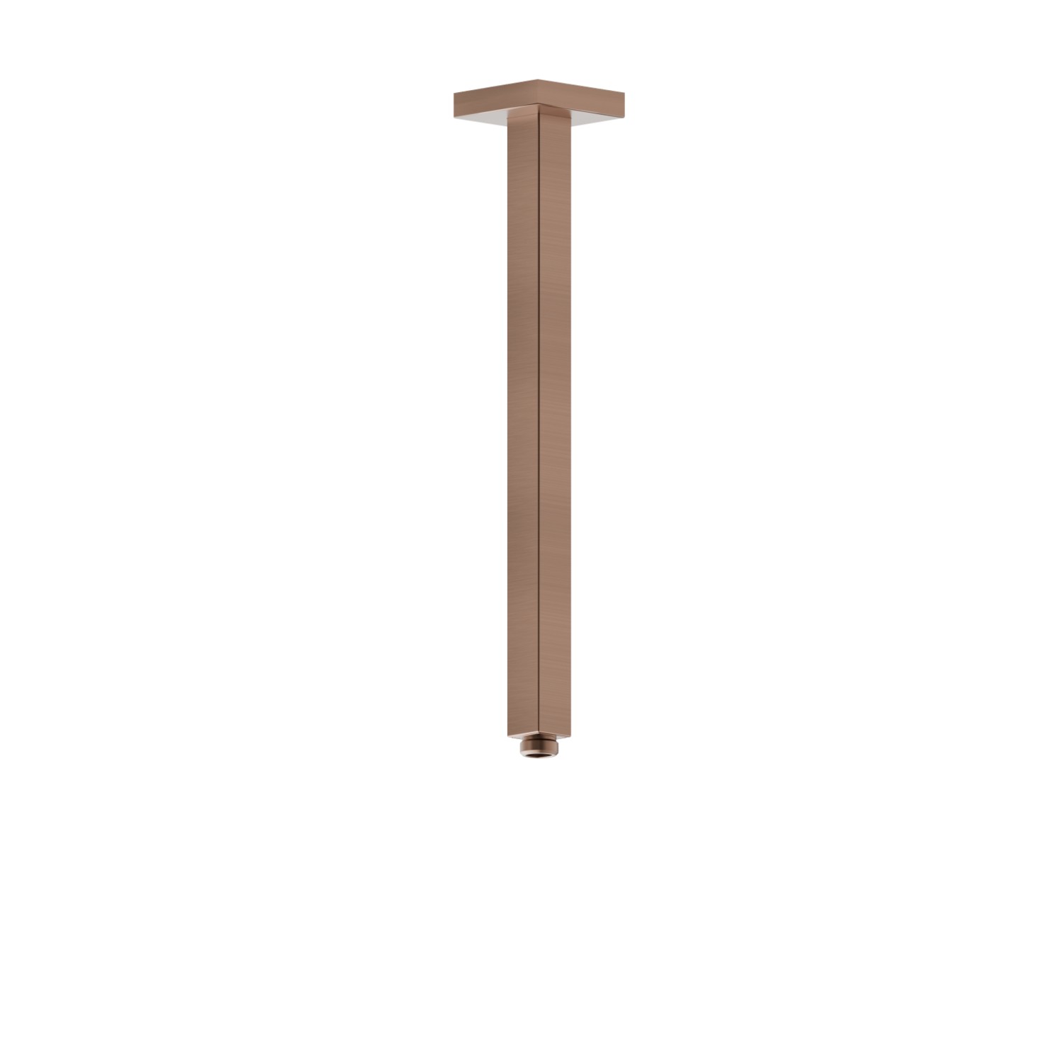 Braccio soffione a soffitto, quadro, in ottone.
L=350 mm. - finitura PVD Brushed Copper Bronze