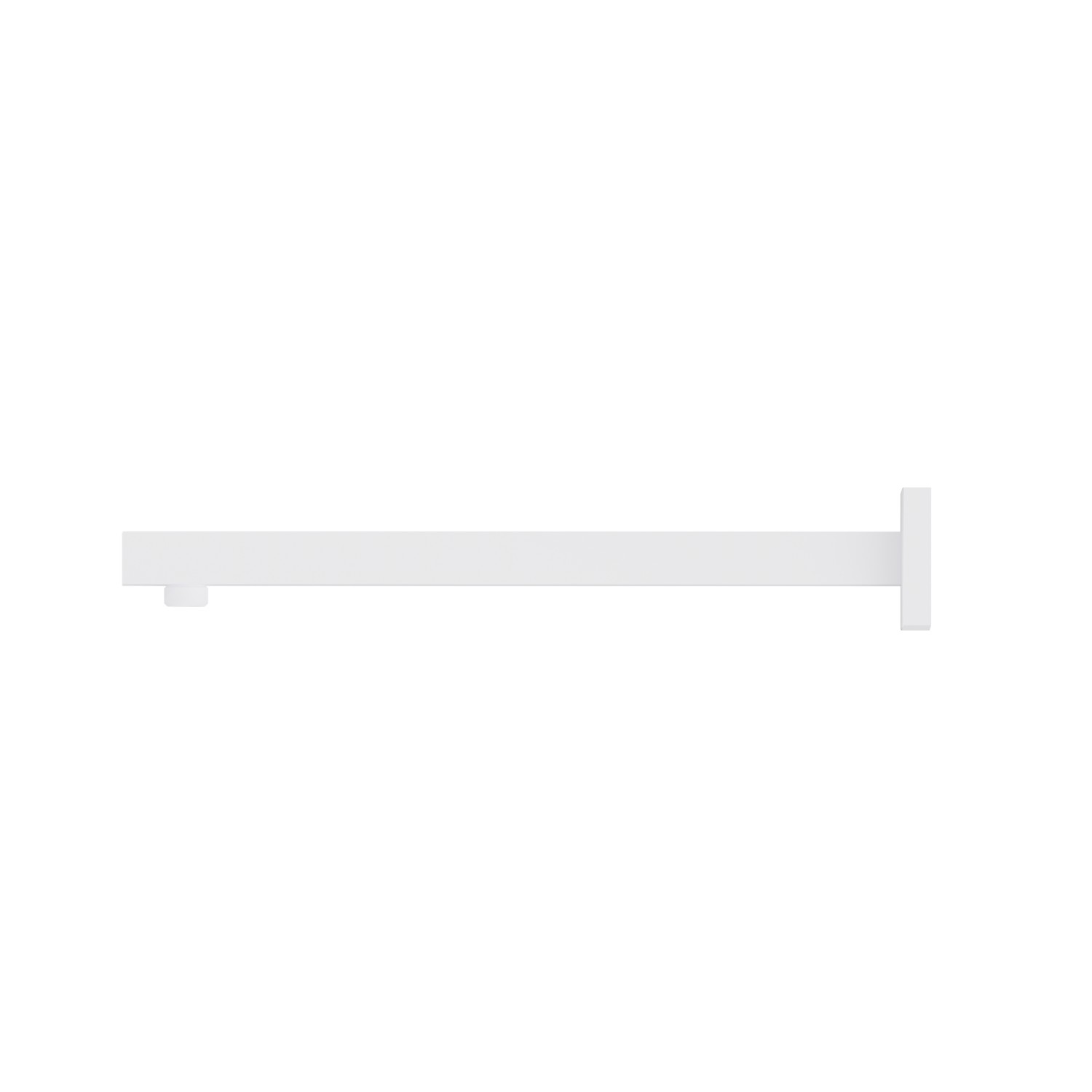 Wall-mounted shower arm, squared, in brass. L=350 mm - finish Matt White
