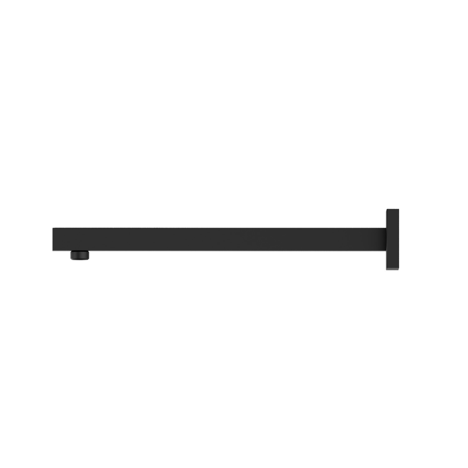 Wall-mounted shower arm, squared, in brass. L=350 mm - finish Matt Black
