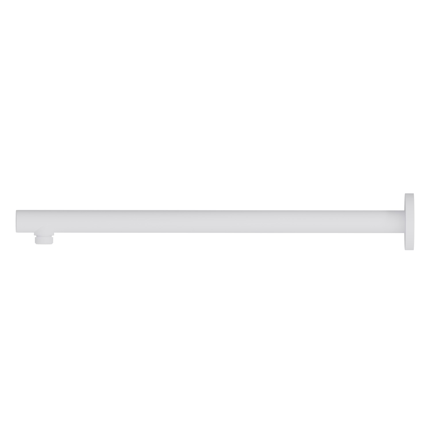 Braccio soffione a parete, tondo, in ottone.
L=420 mm. - finitura Bianco opaco