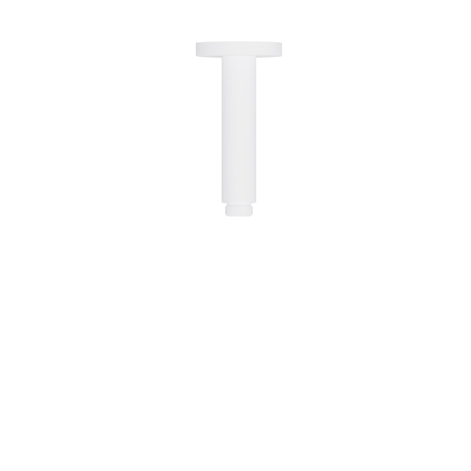 Braccio soffione a soffitto, tondo, in ottone.
L=120 mm. - finitura Bianco opaco