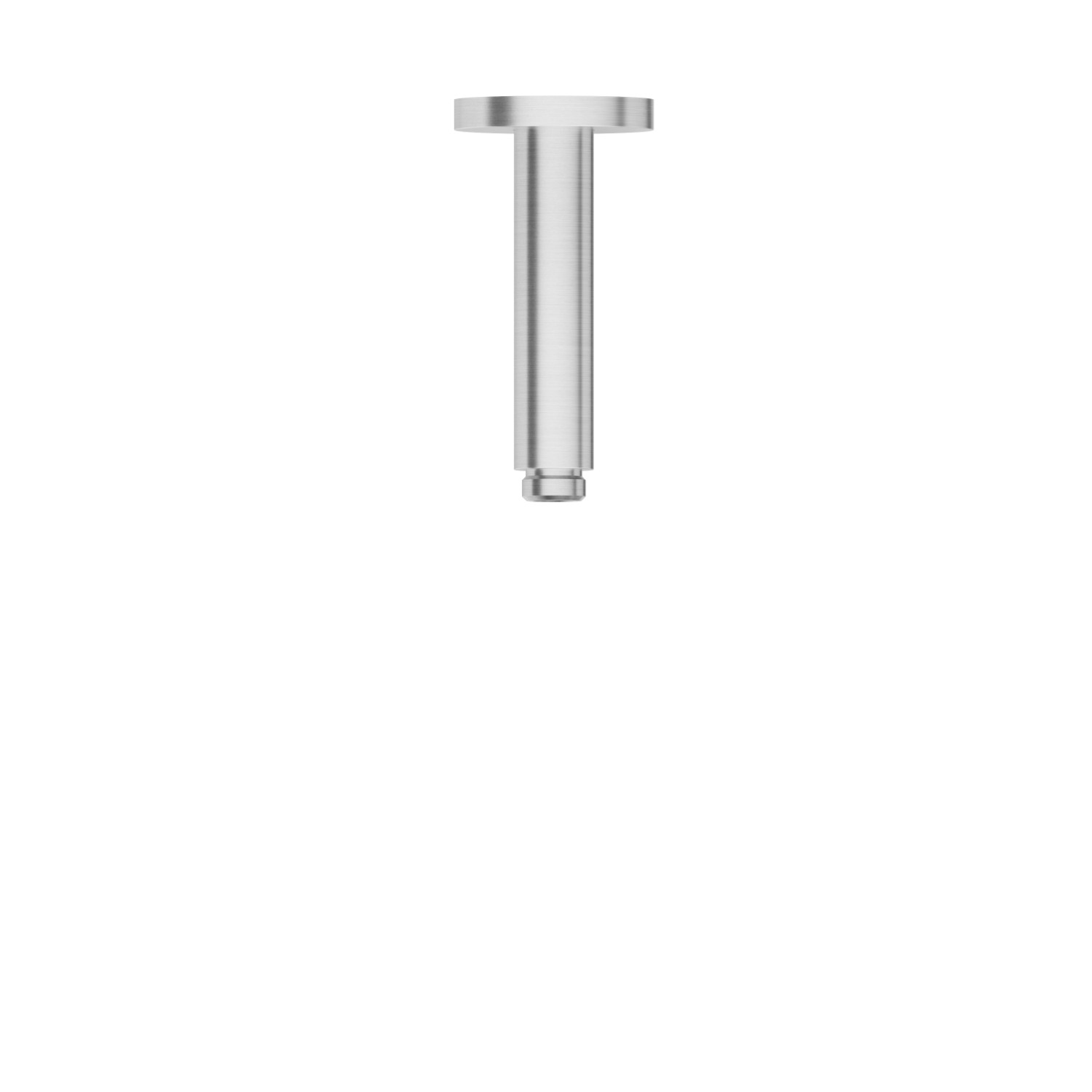 Braccio soffione a soffitto, tondo, in ottone.
L=120 mm. - finitura PVD Acciaio Spazzolato
