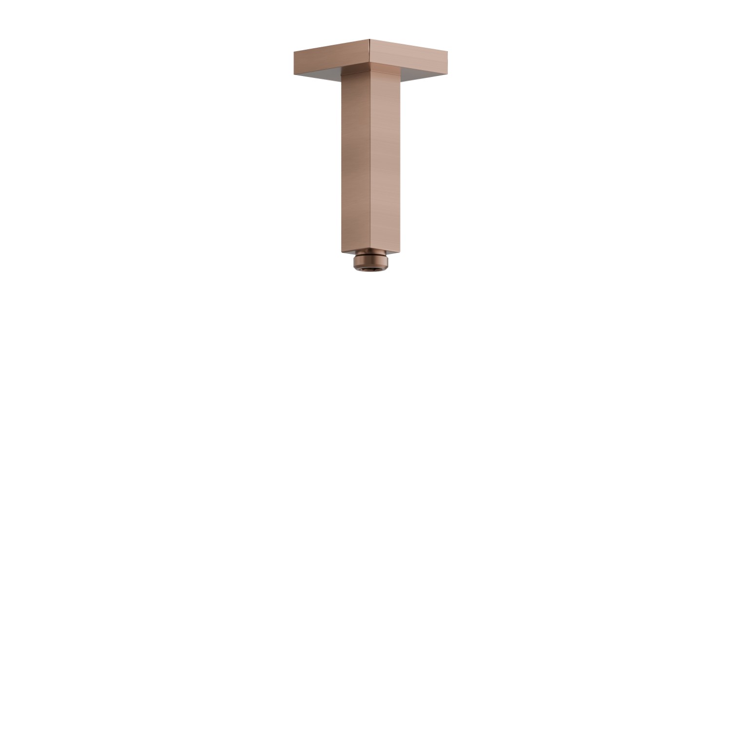 Braccio soffione a soffitto, quadro, in ottone.
L=120mm. - finitura PVD Brushed Copper Bronze