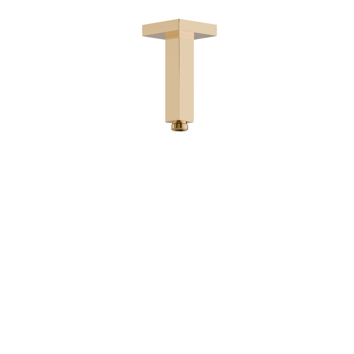 Bras ciel de pluie au plafond, carré, en laiton. L=120mm - finition PVD Glossy Gold