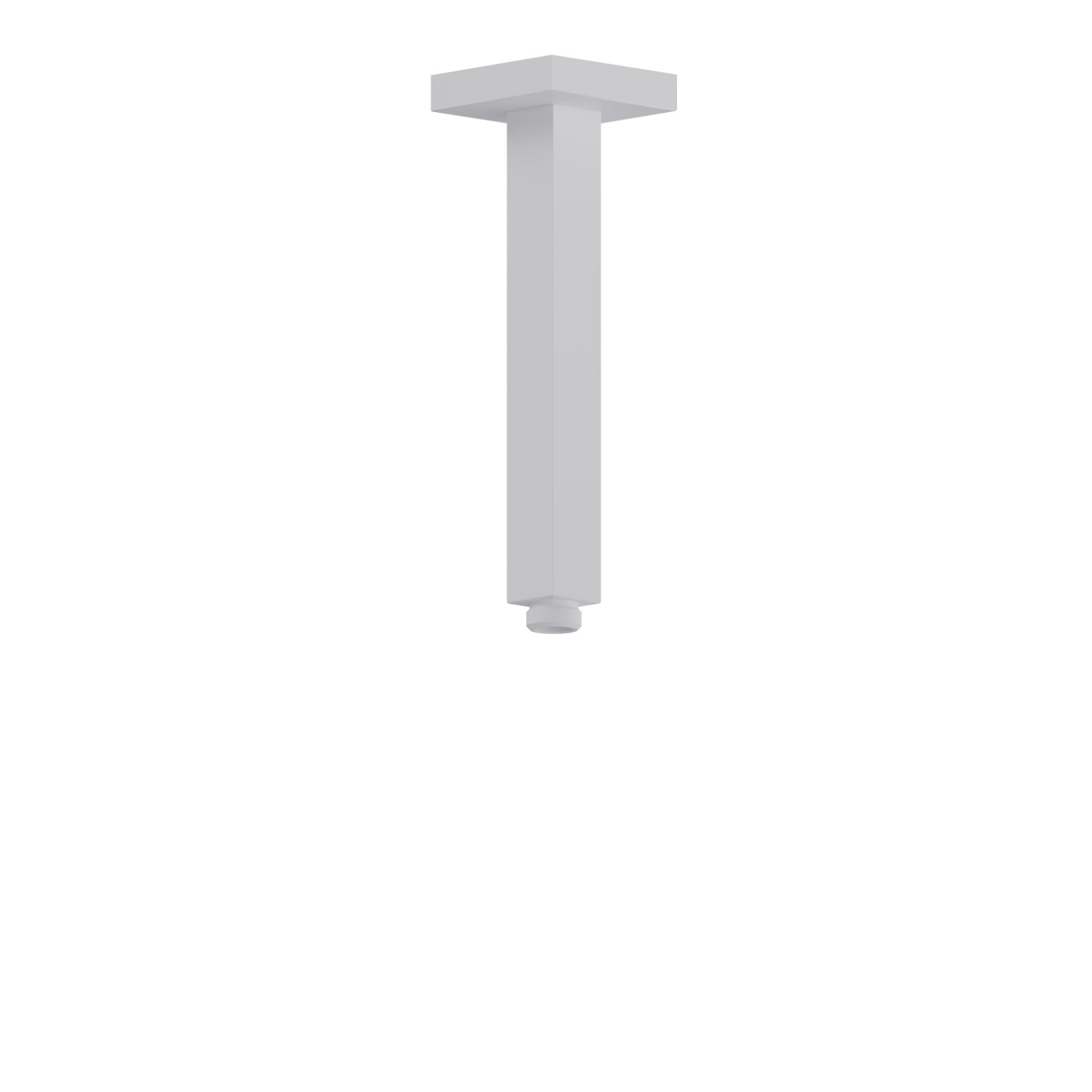Ceiling-mounted shower arm, squared, in brass.   L=200 mm - finish Matt White