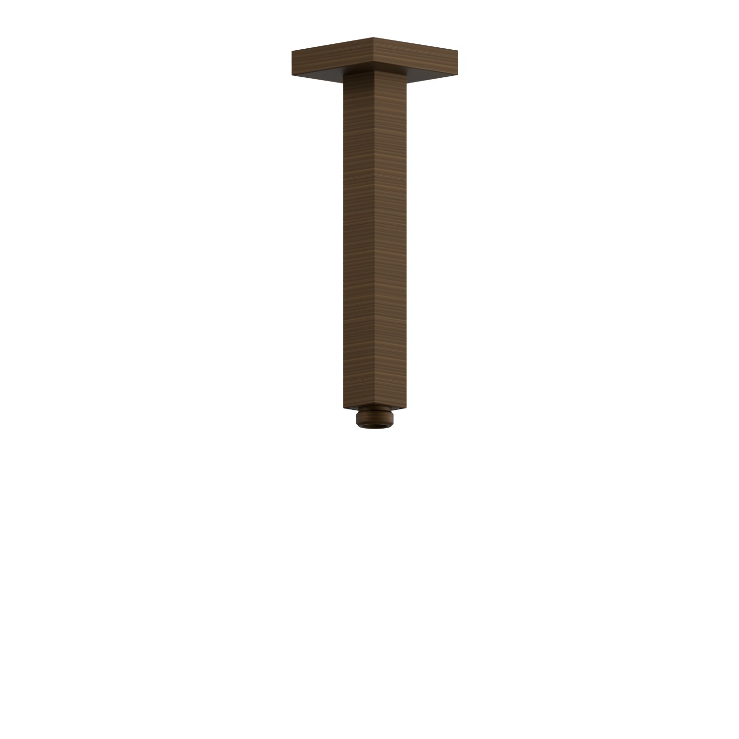 Ceiling-mounted shower arm, squared, in brass.   L=200 mm - finish Groove Bronze