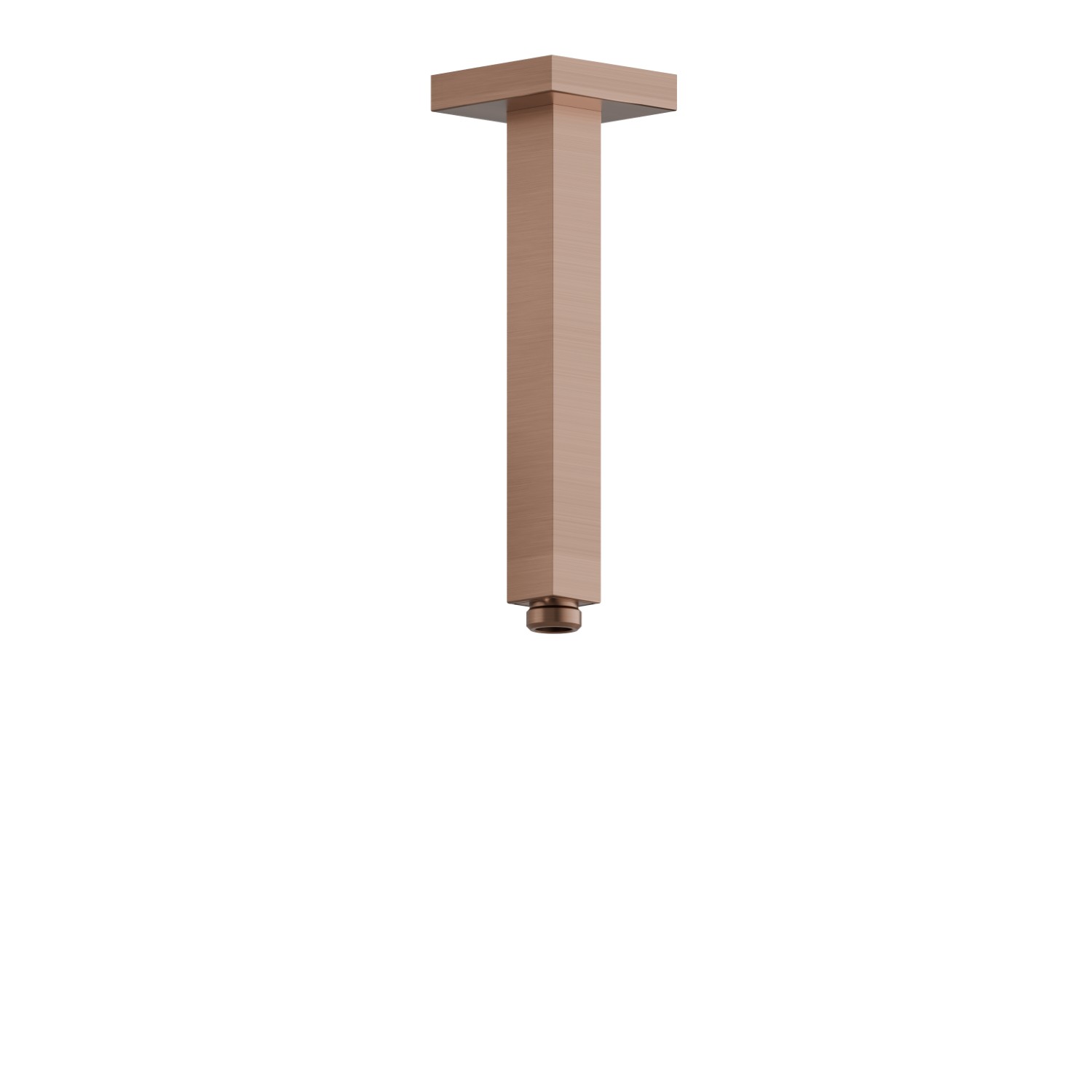 Ceiling-mounted shower arm, squared, in brass.   L=200 mm - finish PVD Brushed Copper Bronze