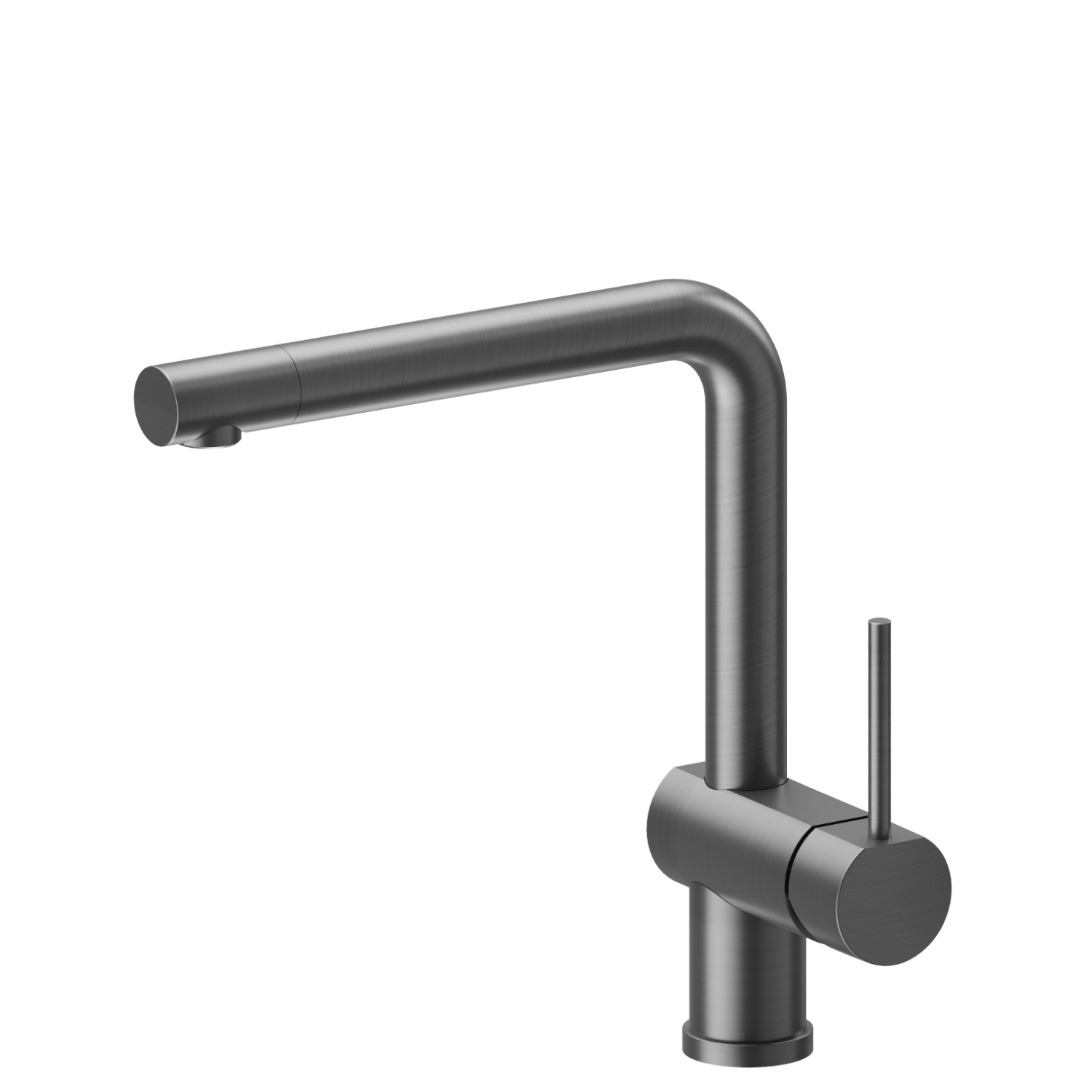 Single-lever sink mixer with L swivel spout and adjustable outlet - finish PVD Brushed Gun Metal