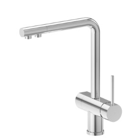 Single-lever sink mixer with L swivel spout and double outlet for purified water.
Complete with AQA drink AC 100 filter cartridge - finish Chrome