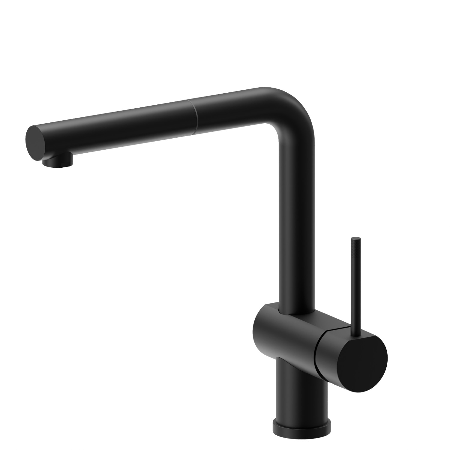 Single-lever sink mixer with L swivel spout and pull-out hand shower - finish Matt Black