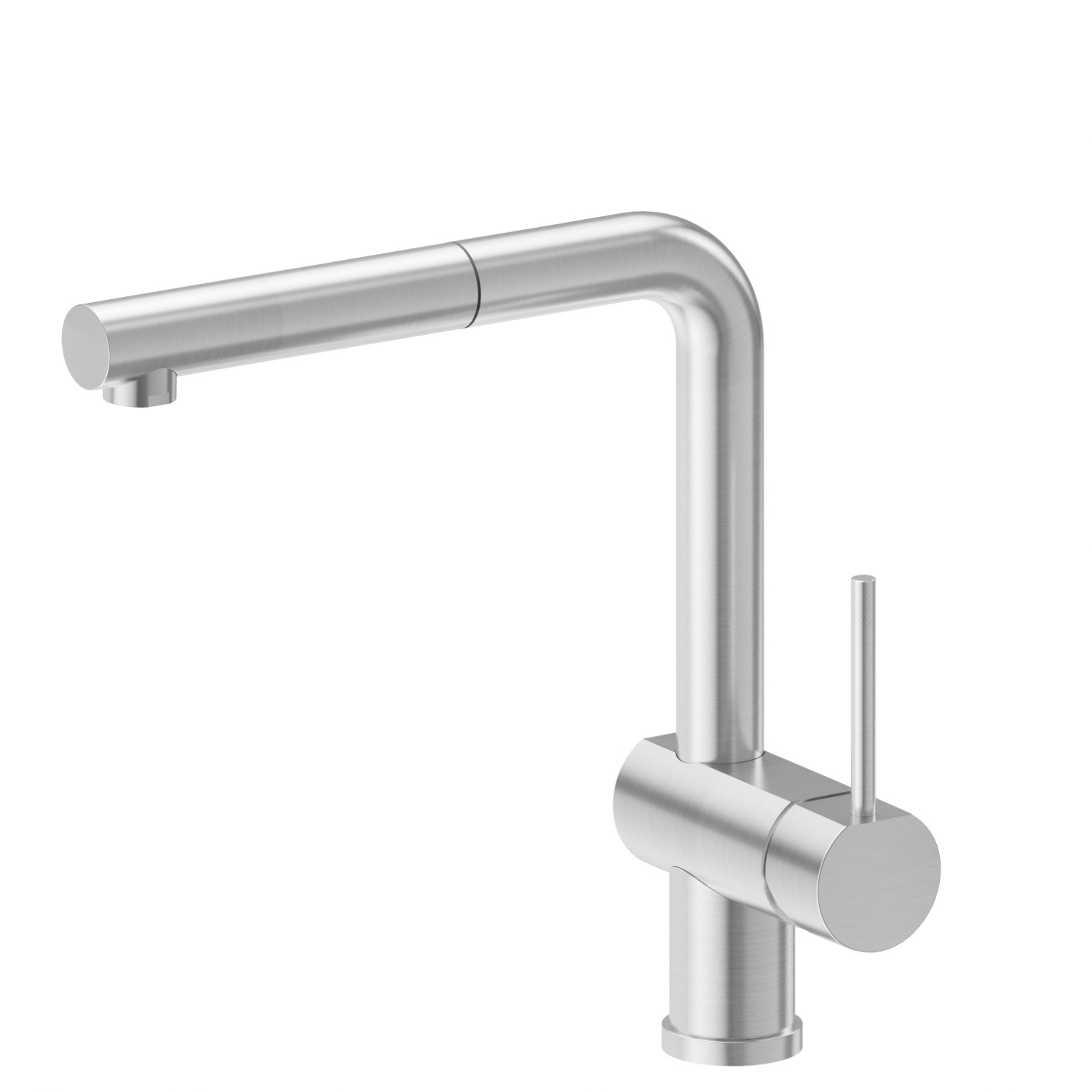Single-lever sink mixer with L swivel spout and pull-out hand shower - finish Brushed Nickel