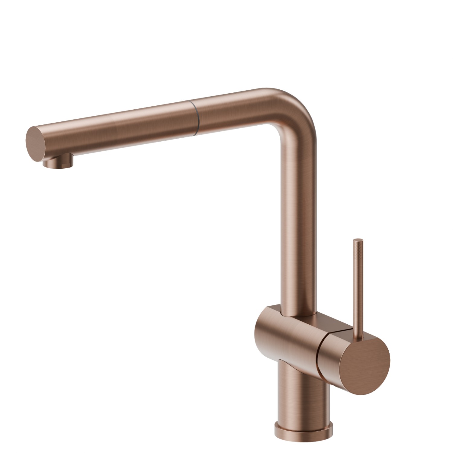 Miscelatore monocomando per lavello con bocca “L” girevole e doccetta estraibile - finitura PVD Brushed Copper Bronze
