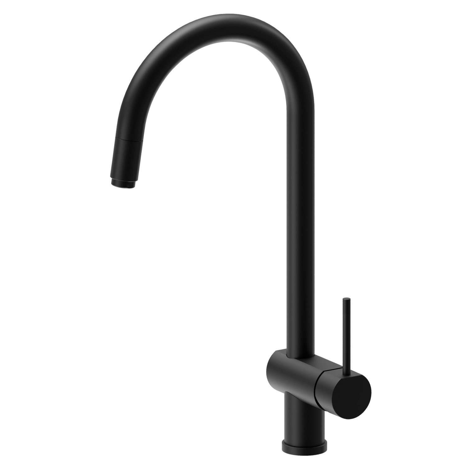 Single-lever sink mixer, round swivel spout, with pull-out hand shower - finish Matt Black