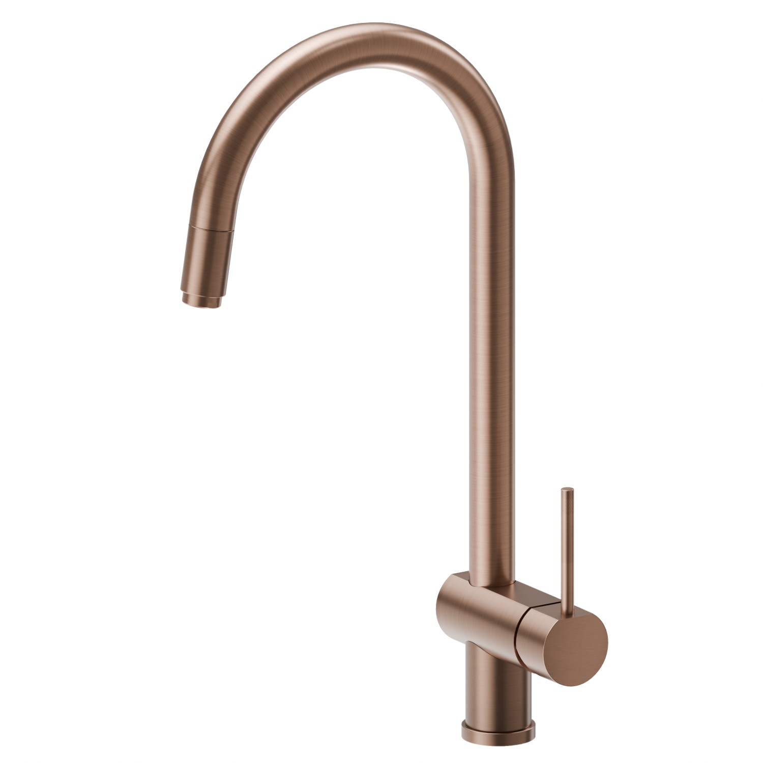 Single-lever sink mixer, round swivel spout, with pull-out hand shower - finish PVD Brushed Copper Bronze