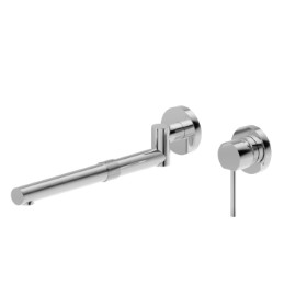 Wall unit, single-lever mixer and swivel and extending spout. Complete with concealed part - finish Chrome