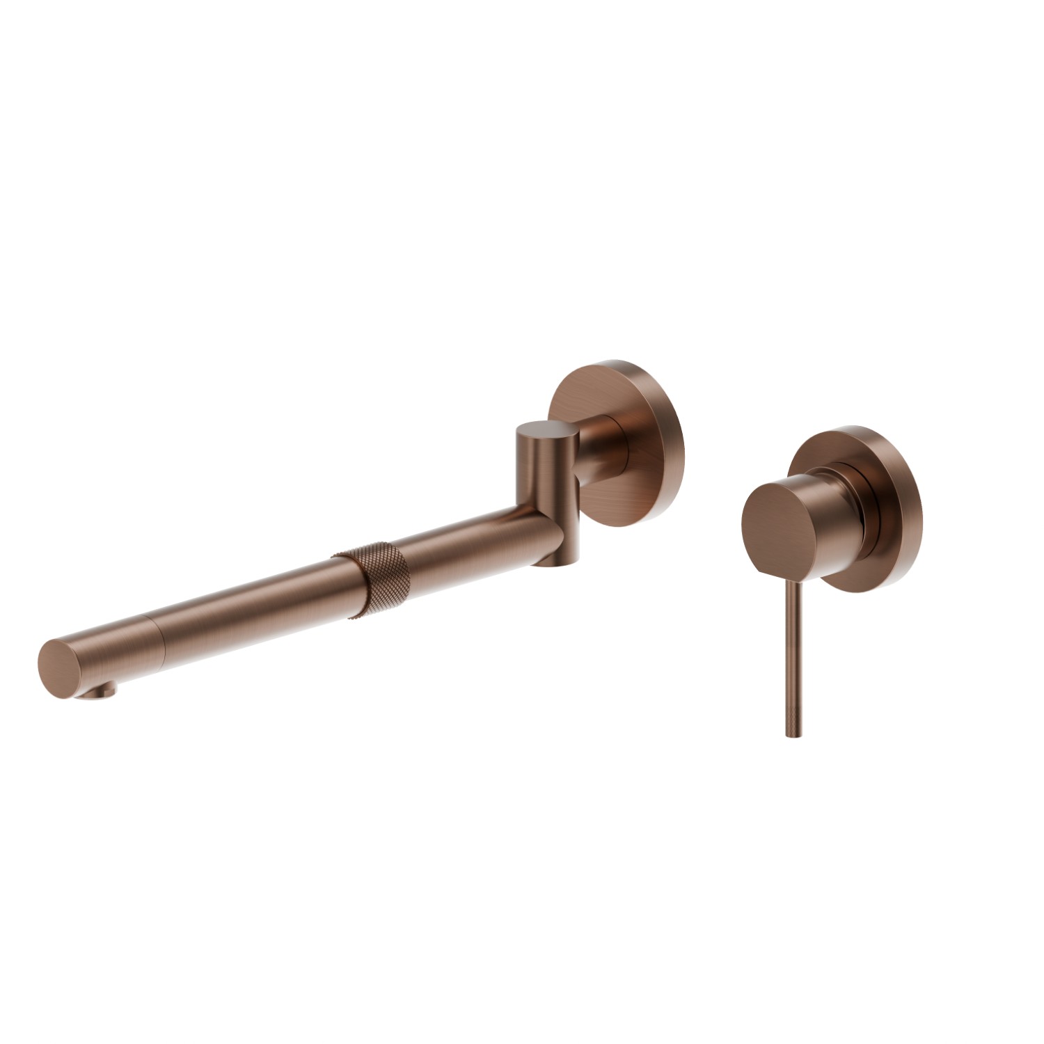 Wall unit, single-lever mixer and swivel and extending spout. Complete with concealed part - finish PVD Brushed Copper Bronze