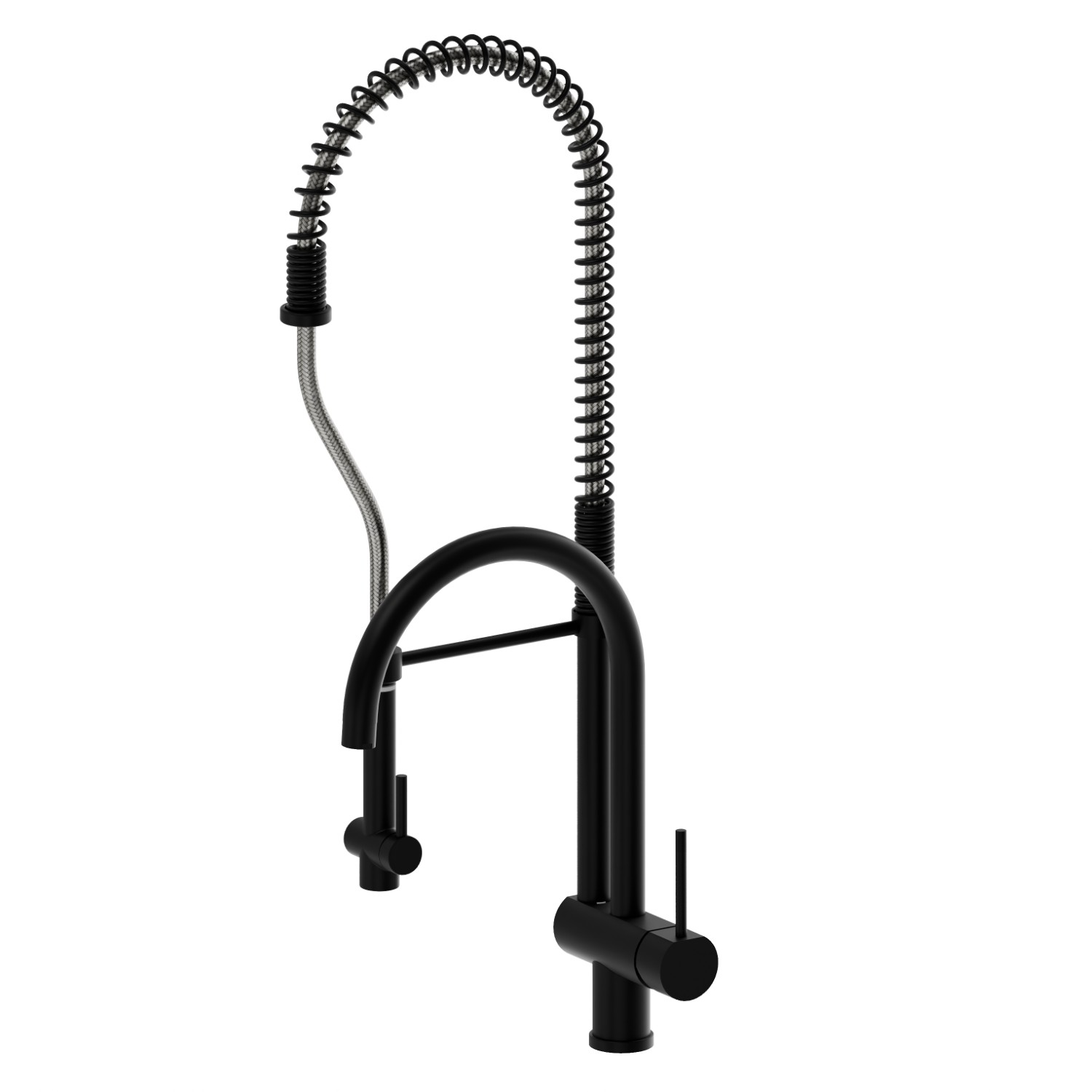 Mitigeur monocommande évier professionnel avec double bec pivotant et douchette “sidespray” . Breveté - finition Matt Black