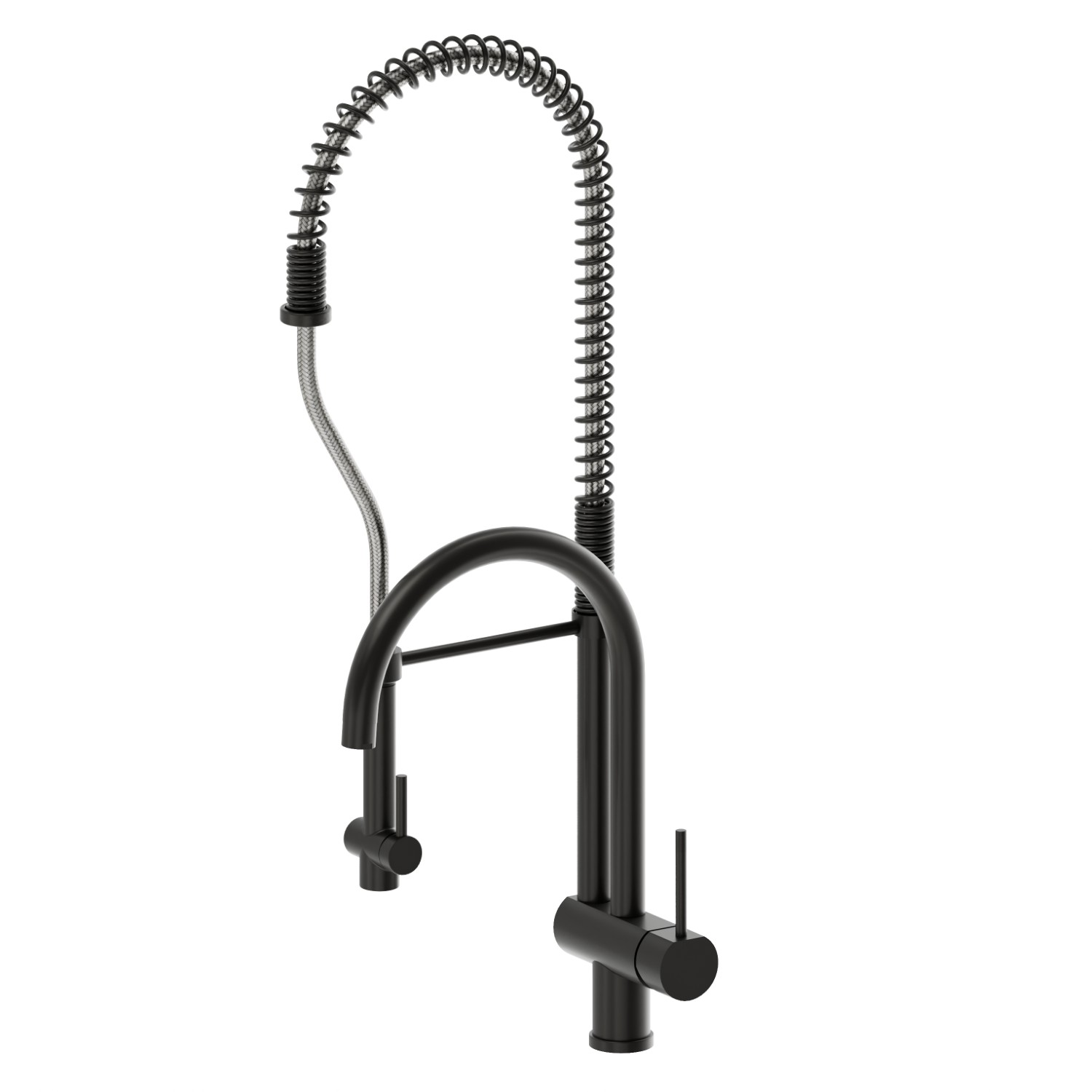 Miscelatore monocomando “professionale” per lavello monoforo, con doppia bocca girevole e doccetta “sidespray” - finitura Carbon Satin